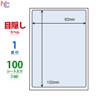 PPE-1(L) 個人情報保護シール はがき 全面 92×132mm 1面 100シート 貼り直し可能簡易タイプ ナナ目隠し…