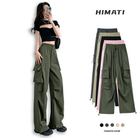 カーゴパンツ レディース ロングパンツ ワイドカーゴパンツ ポケット付き ゆったり ヒップホップ ダンス用 かっこいい ボトムス 春夏秋用
