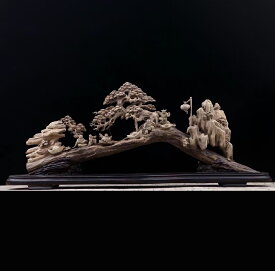 【天然沈香木彫】童趣 珍品 コレクション 室内飾り 彫刻工芸品 置物 職人手作り 美術品 精密雕刻 極上品 大 L:88CM