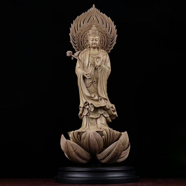 楽天市場】【天然沈香木彫】持蓮観音菩薩立像 仏教美術 仏像 仏教工芸 
