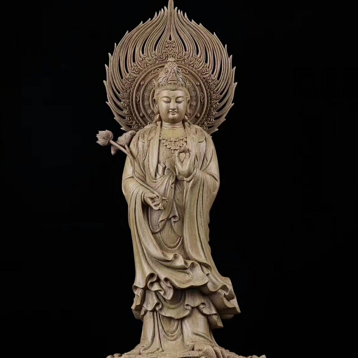 楽天市場】【天然沈香木彫】持蓮観音菩薩立像 仏教美術 仏像 仏教工芸  