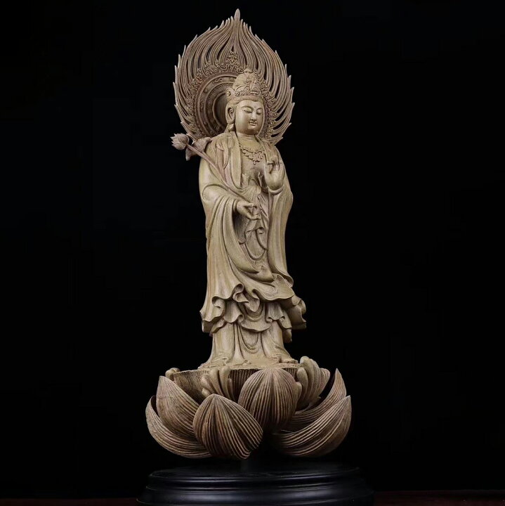 楽天市場】【天然沈香木彫】持蓮観音菩薩立像 仏教美術 仏像 仏教工芸 