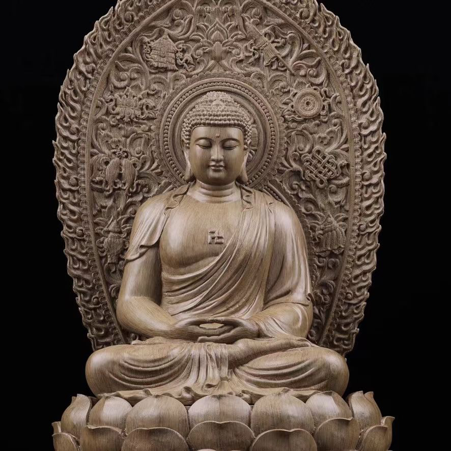 釈迦 仏教美術 仏像 仏教工芸品 沈香 木彫り コレクション 職人手作り