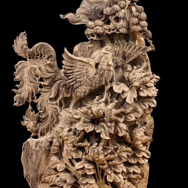 新品未使用 店舗展示品 飛鳥 紫檀 20号 細密彫刻 鳳凰
