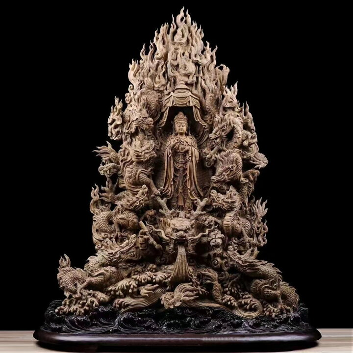 楽天市場】【天然沈香木彫】九龍観音菩薩立像 仏教美術 仏像 仏教工芸 