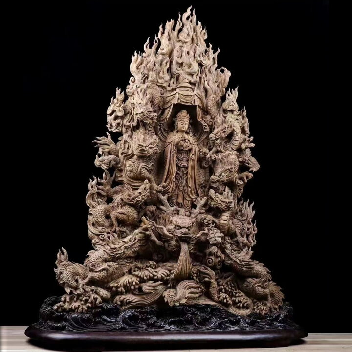 楽天市場】【天然沈香木彫】九龍観音菩薩立像 仏教美術 仏像 仏教工芸 