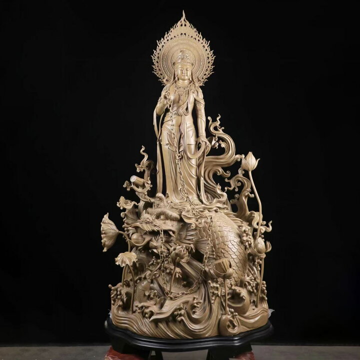 楽天市場】【天然沈香木彫】龍頭観音 仏教美術 仏像 仏教工芸品 お寺 