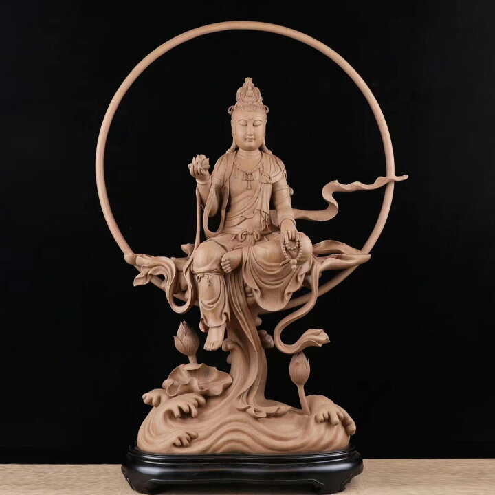 楽天市場】【天然沈香木彫】観音菩薩座像 仏教美術 仏像 仏教工芸品 