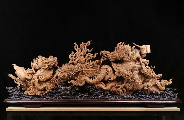 楽天市場】【天然沈香木彫】 木の雕刻品 沈香木 竜（龍）五竜戯珠 如意 