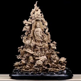 【天然沈香木彫】 観音菩薩 仏教美術 仏像 仏教工芸品 沈香 木彫り お寺 オーダー コレクション 職人手作り 美術品 彫刻工芸品 置物 高さ107CM