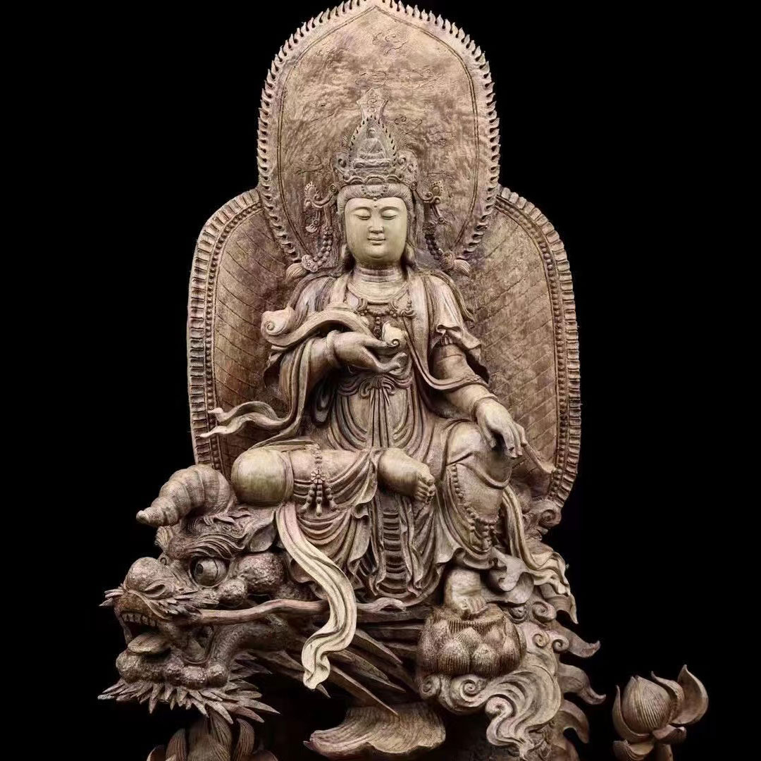 極上品 送子観音菩薩 精密彫刻 職人手作り 仏教美術 仏教工芸品 供養品 