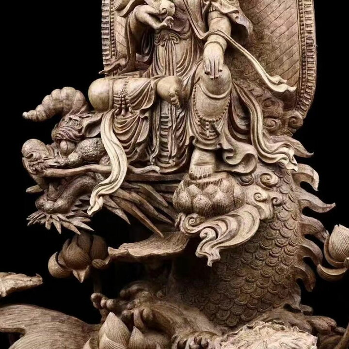 楽天市場】【天然沈香木彫】龍頭観音 仏教美術 仏像 仏教工芸品 沈香 