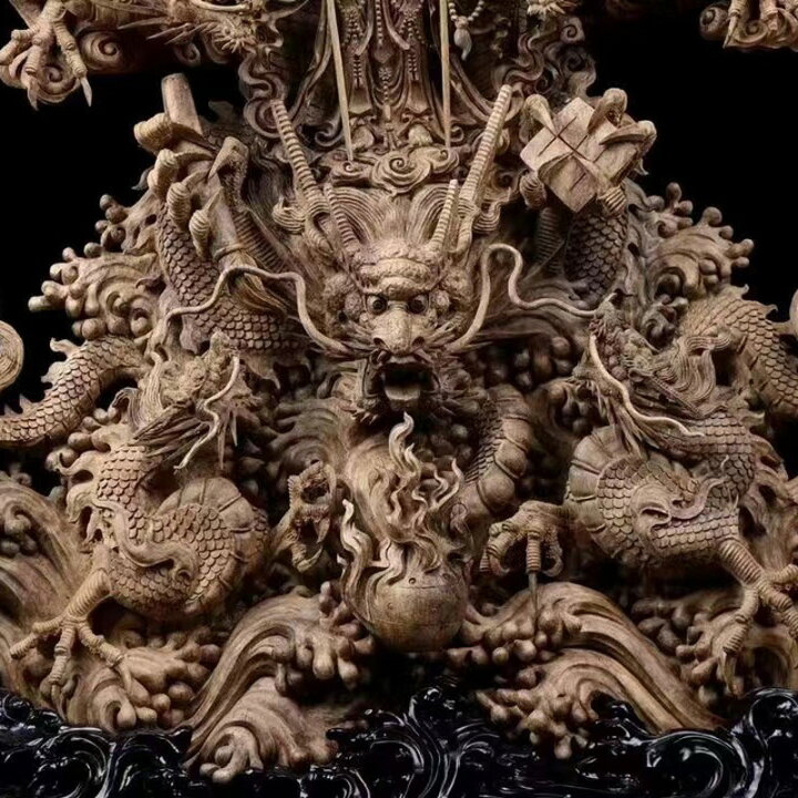 楽天市場】【天然沈香木彫】 騎龍千手観音（五龍） 仏教美術 仏像 仏教 