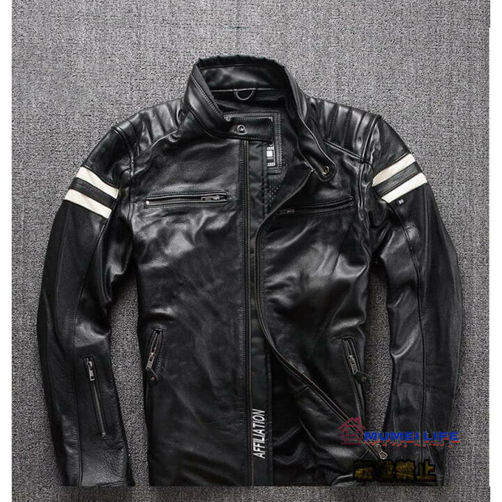 楽天市場】欧米超人気☆秋冬新品☆ライダースジャケット☆黒☆白2本線 