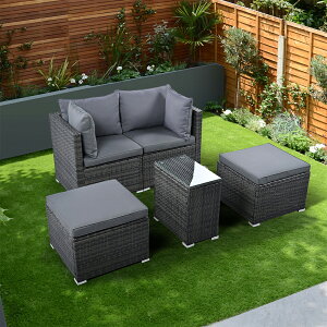 ガーデンファニチャー 積み重ねて収納 テーブルセット5点 ガーデン テーブル ソファー チェアー リゾート ラタン調 組合せ自由 撥水加工 省スペース 耐久性 北欧 屋外家具 ホテル カフェ 高