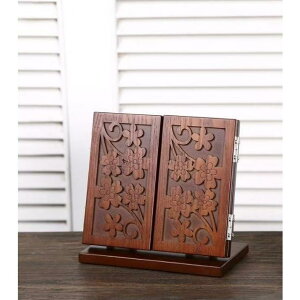 化粧鏡 三面鏡 化粧ミラー 鏡 折りたたみ 卓上鏡 木製 角度調節可 アンティーク調 回転可能 三つ折タイプ 彫刻 プレゼント 母の日ギフト