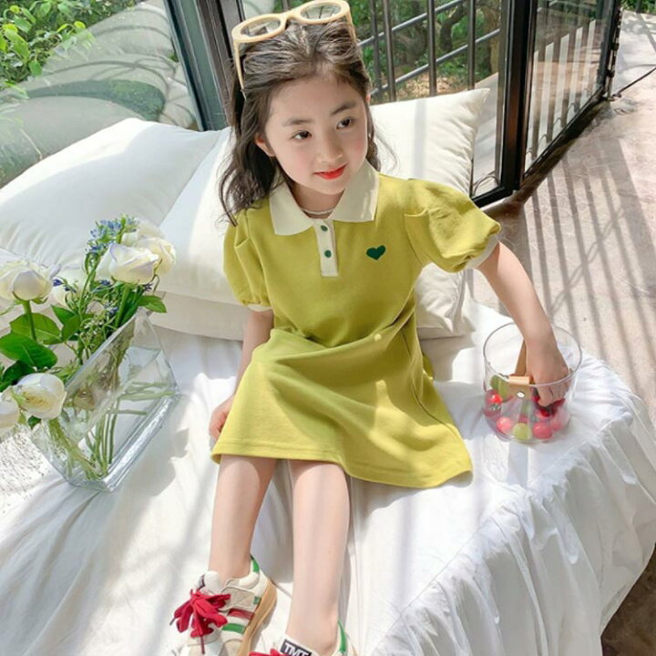 楽天市場】ワンピース キッズ 女の子 半袖 ポロ ワンピース ポロシャツ  