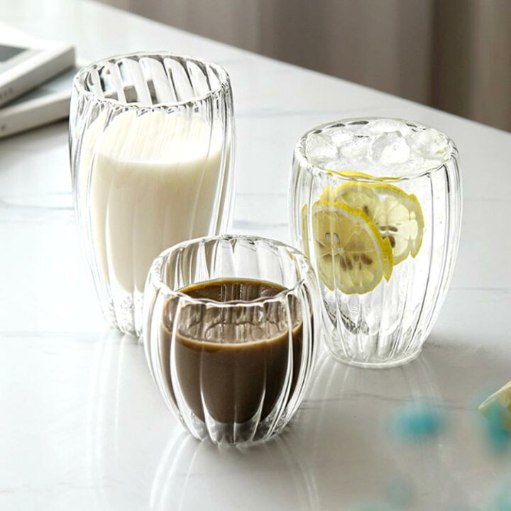 楽天市場】ダブルウォール グラス 4個セット 耐熱 ガラス コップ 波紋  