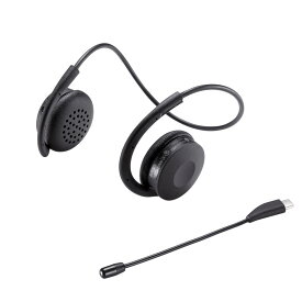 Bluetoothヘッドセット (両耳・外付けマイク付き） サンワサプライ MM-BTSH63BK 髪型の崩れにくいヘッドバンドタイプ 小型で持ち運びにも便利