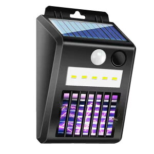 1台2役 電撃殺虫器 ソーラー蚊取り器 殺虫ライト ソーラーライト 害虫退治&人感照明ライト 人感センサー 虫取り 捕虫器 誘蛾灯 屋外 照明 自動点灯 UV光源 tec-moskled