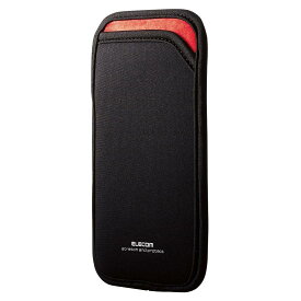 エレコム スマホポーチ 1台収納 Lサイズ スリップインタイプ 背面ポケット付 i Phone、AQUOS、Galaxy、Xperia ブラック P-05SNCBK