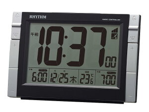 ���Y��(RHYTHM) �ڊo�܂����v �d�g���v �d�q��W�A���[�� ���x �J�����_�[ ���C�g�t�� �u���b�N 10.2x15.5x6.1cm 8RZ223SR02