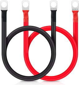 Kiligen 50cm 16mm² バッテリー増設ケーブルインバーター（最大100A）並列 ケーブル 電気機器用ビニル絶縁電線 KIV線ケーブル(赤 黒セット)+両側丸型圧着端子