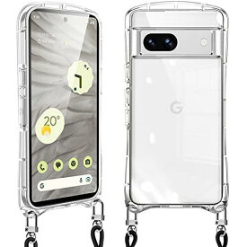 Google Pixel 7 A ケース ショルダー クリア ピクセル7a スマホケース カバー 全透明 耐衝撃 肩掛け 首掛け 可愛い かわいい 韓国 透明 TPU 長さ調整可能 取り外し可能(クリア)