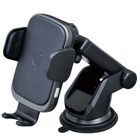 セイワ(SEIWA) 車内用品 Qi ワイヤレス充電器 ホルダー i Phone スマートフォン ブラック D586 自動開閉 スマホ 360度回転 ダッシュボード 吸盤 5W/7.5W/10W対応