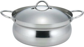 下村企販 卓上鍋 22cm 三層鋼 【日本製】 IH・ガス火対応 食洗機対応 2~3人用 割れにくい 軽量 熱伝導率がいい アルミ芯 ステンレス フタ付き 土鍋 燕三条 45892