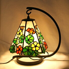 ステンドグラス・ 6面体ランプ(ナスタチューム）