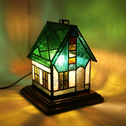 【楽天市場】ステンドグラス ミニハウスランプ・緑色の屋根