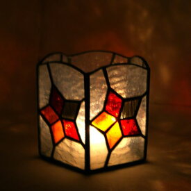 ステンドグラス キャンドルホルダー・赤系の星（B）