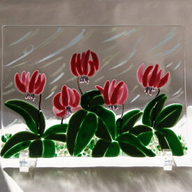 ステンドグラス フュージングパネル・カタクリの花