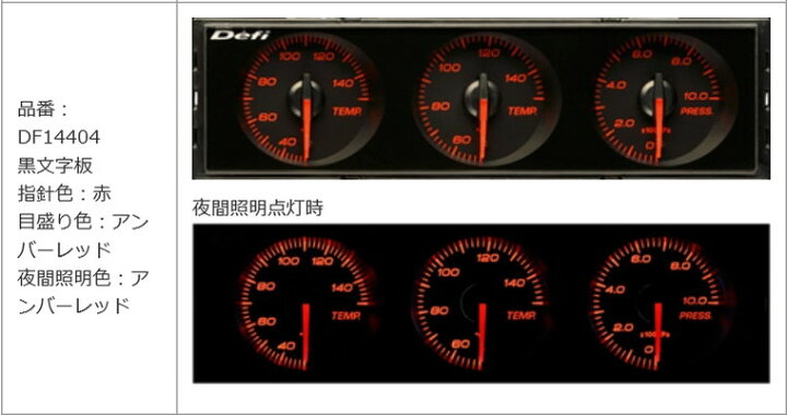 楽天市場】Defi(デフィ) DIN Gauge Style21 3連メーター 赤文字/赤指針 