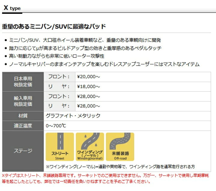 楽天市場】DIXCEL(ディクセル) ブレーキパッド Xタイプ フロント 