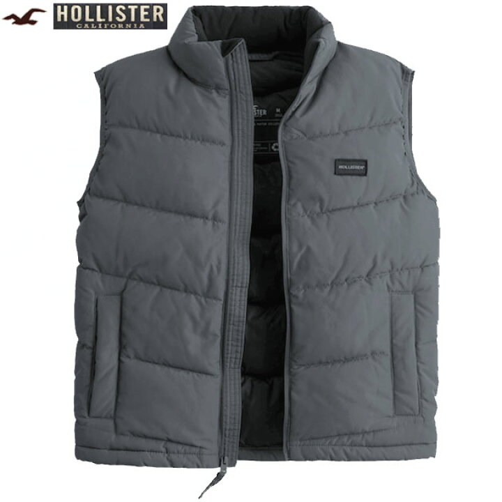 T1893*HOLLISTER ホリスター ダウンベスト 思い浮かべ ブラック メンズL
