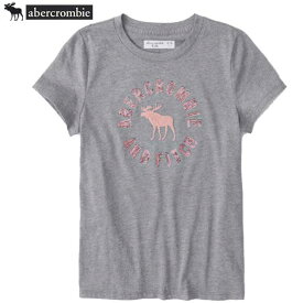 アバクロ Tシャツ ガールズ Tシャツ 半袖Tシャツ 上質 コットンブレンド ビッグ ムース刺繍 スパンコール アメカジ レディースサイズ【girls 15/16】グレー/ピンク メール便送料無料 abercrombie girls アバクロンビー&フィッチ 正規