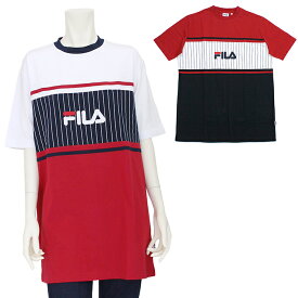 FILA フィラ 半袖Tシャツ オーバーサイズ ビッグロゴ 3段切り替え スポーツウエア FL5443 レディース 国内正規品