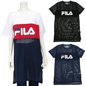 FILA フィラ 半袖Tシャツ オーバーサイズ ビッグロゴ メッシュ切り替え スポーツウエア FL5449 レディース 国内正規品