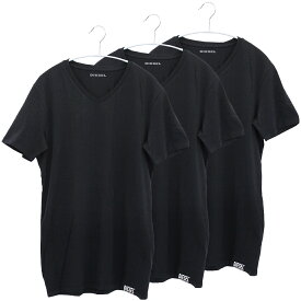 ディーゼル DIESEL 半袖Tシャツ アンダーウェア アンダーシャツ インナー 3枚セット ブラック Vネック UMTEE MICHAEL 3PACK 00SHGU 0QAZY メンズ 無地 肌着 男性用 シンプル カットソー ルームウェア ロゴワンポイント 同色3枚組