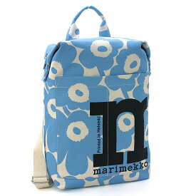 マリメッコ marimekko バッグ リュック バックパック MONO BACKPACK UNIKKO 091972 大容量 スクエア B4 コットンキャンバス地 北欧 ウニッコ ナチュラル コットン×ブルー レディース