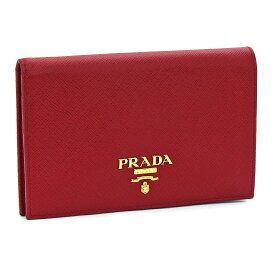 プラダ PRADA 二つ折り財布 カードケース 1MV018 SAFFIANO METAL ORO メタルロゴ シンプル コンパクト スリム 薄型 サフィアーノレザー 本革 ユニセックス ギフト プレゼント レッド