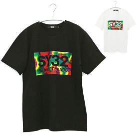 エスワイサーティトゥーバイスウィートイヤーズ SY32 by SWEET YEARS 半袖Tシャツ クルーネック 丸首 TIEDYE LOGO TEE ロゴ タイダイ ストリート スポーティ コットン ブラック ホワイト 冷感 ひんやり 11585 メンズ レディース ユニセックス 国内正規品