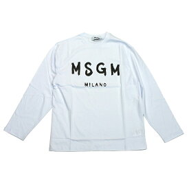訳あり わずかな汚れの為 エムエスジーエム MSGM ロゴデザインクルーネック長袖Tシャツ MM511 OPTICAL WHITE(01) S メンズ