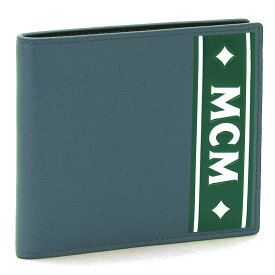 MCM エムシーエム 二つ折り財布（小銭入無） MXS8ACE73 メンズ カーフレザー 牛革 本革 薄型 スマート スタイリッシュ シンプル カード入れ8枚 ブランドロゴ ブラック ブルー プレゼント ギフト