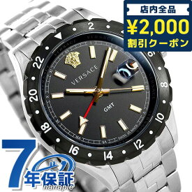 ＼スーパーSALE限定★さらに2000円OFFクーポン／ ヴェルサーチ 時計 メンズ 腕時計 ブランド ヘレニウム GMT 42mm VE1100219 VERSACE ヴェルサーチェ ブラック 記念品 ギフト 父の日 プレゼント 実用的