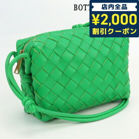 ＼4/27 09:59まで★先着2000円OFFクーポン／【中古】 ボッテガヴェネタ 斜め掛け ショルダーバッグ レディース ブランド BOTTEGA VENETA イントレチャート ミニ ループ カメラバッグ レザー 680254 グリーン バッグ