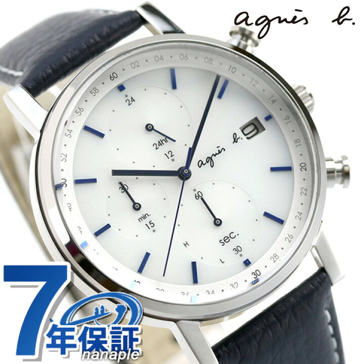 楽天市場 1日なら全品5 Offクーポン アニエスベー クロノグラフ ソーラー メンズ 腕時計 Fbrd937 Agnes B ホワイト ブルー 革ベルト 時計 腕時計のななぷれ