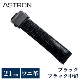 セイコー アストロン 替えバンド 純正 公式 時計ベルト 21mm クロコダイル 革 ブランド 腕時計 メンズ SEIKO ASTRON R7X13DC ブラック 黒